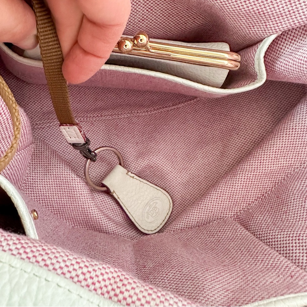 Dooney & Bourke White Lucca Leather Logo Lock Pebbled Leather Shoulder Bag Set - Picture 16 of 16